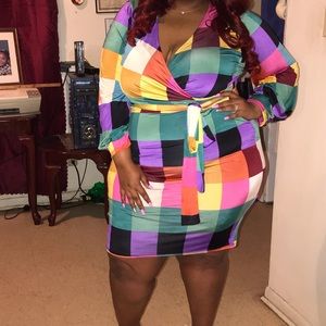 Multi colored checkboard dress